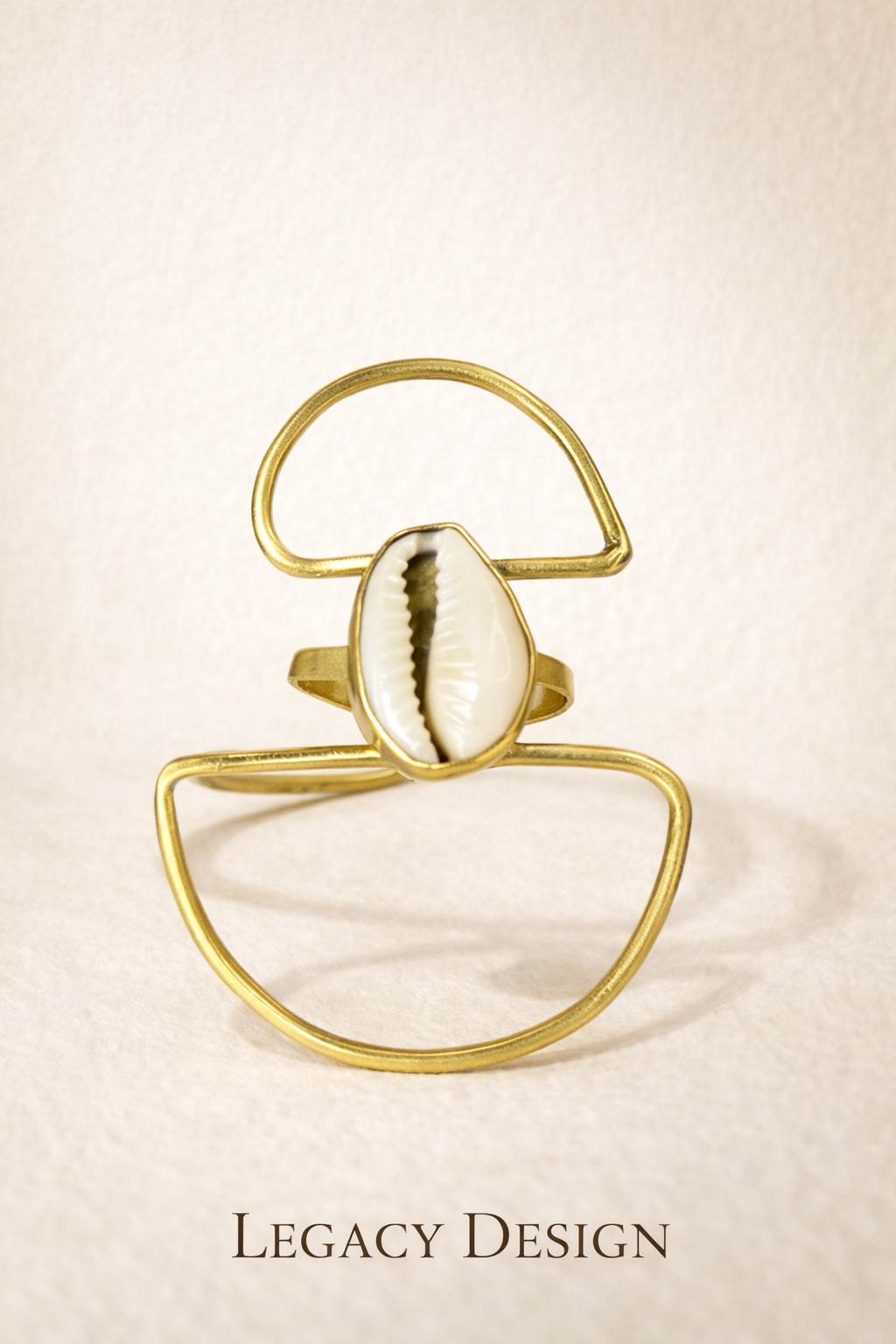 Ocean Ancestors Cowrie Brass Ring