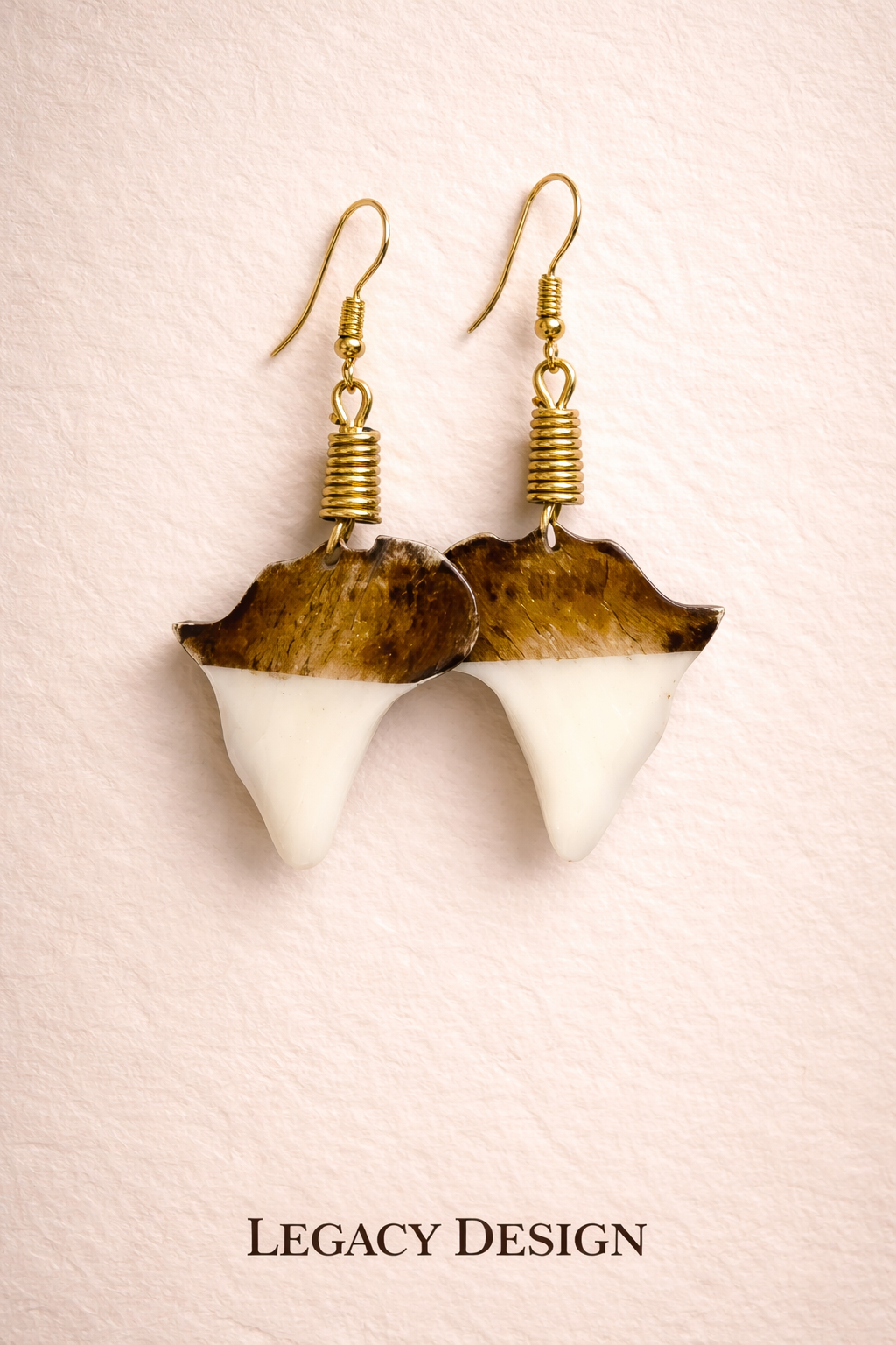 Mama’s Handcrafted Mahogany & Cream African Earrings