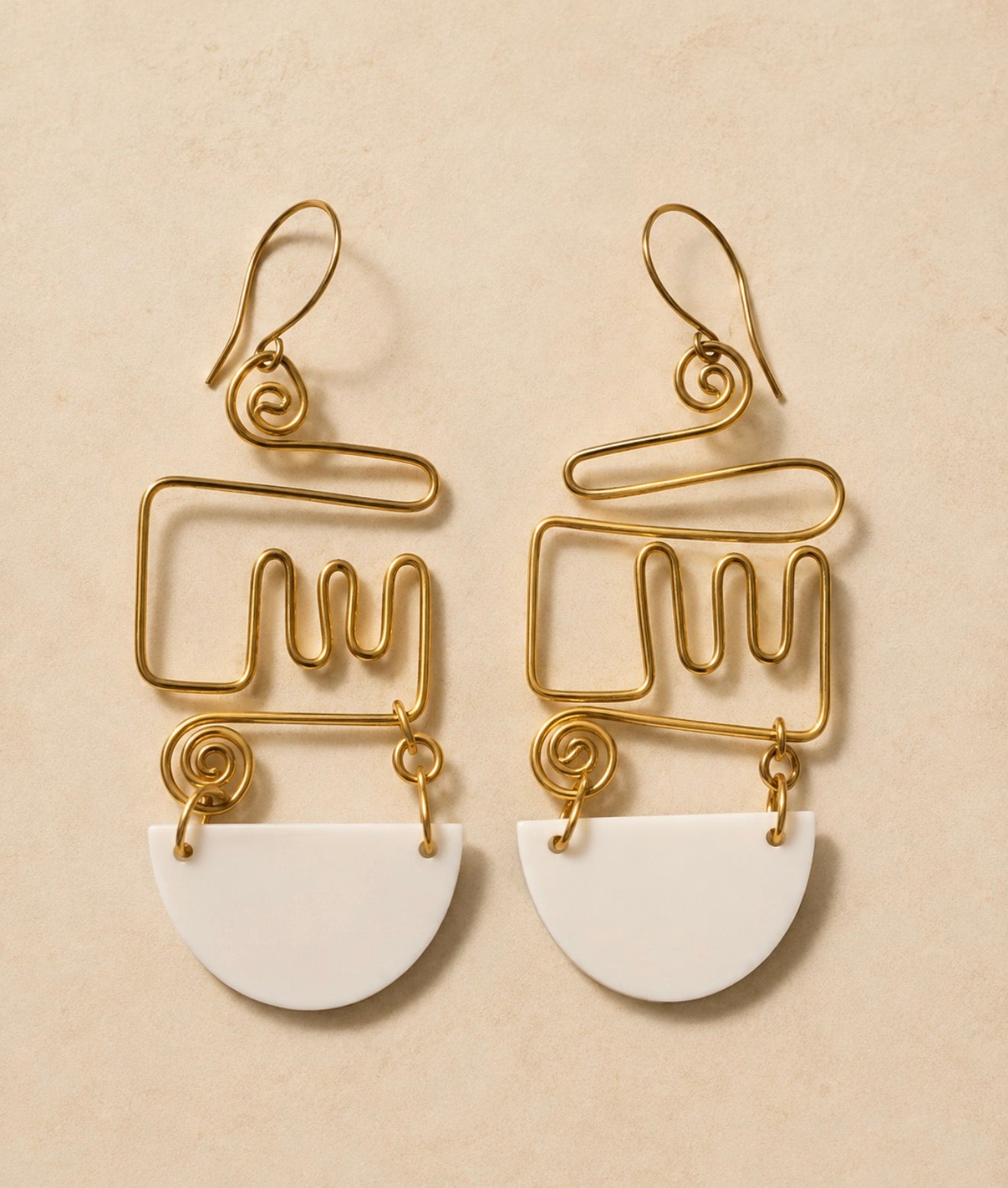 Serengeti Refined Cow Horn and Brass Heritage Earrings