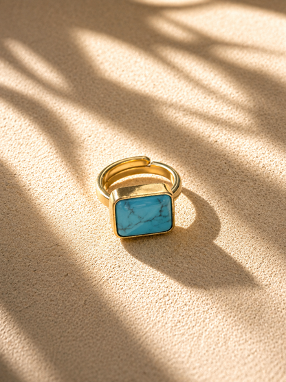 Turquoise and Brass Statement Ring