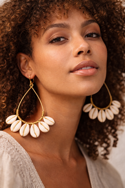 Cowrie Halo Earrings