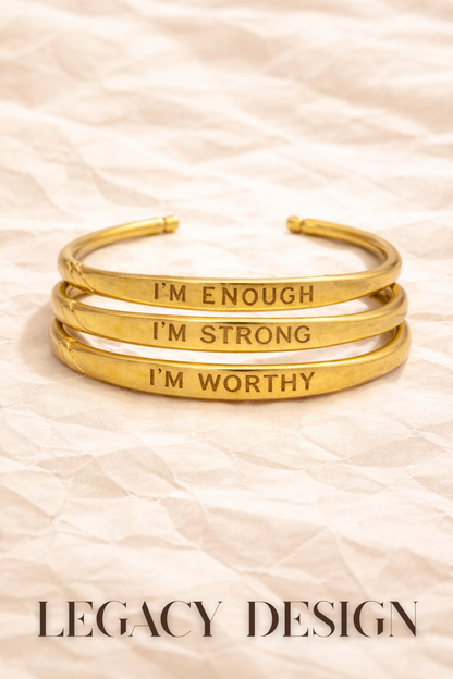Handcrafted Brass Affirmation Bangle: I'm Worthy, Strong, Enough – Empowerment Jewelry