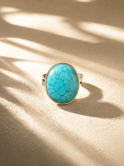Turquoise and Brass Statement Ring