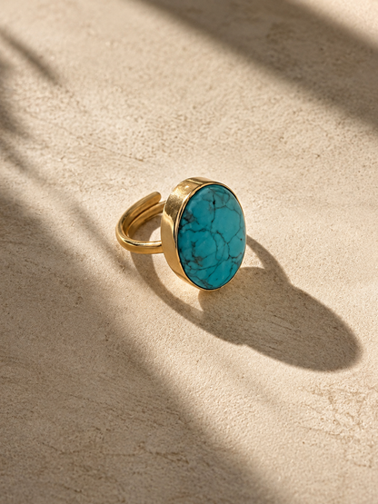Turquoise and Brass Statement Ring