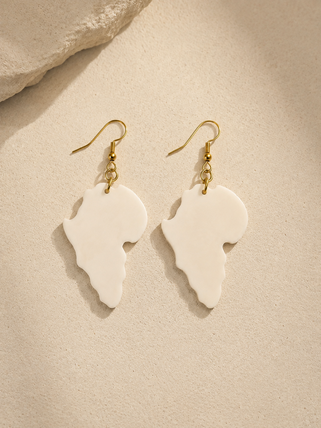 Africa Continent Cow Horn Earrings