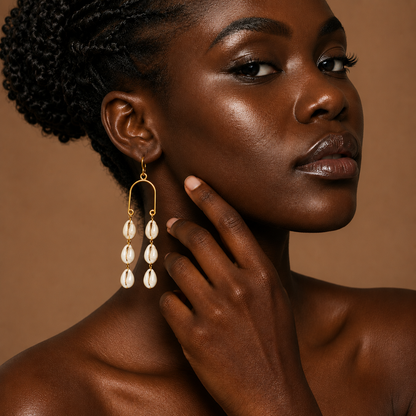 Swahili Coast Double Cowrie Earrings