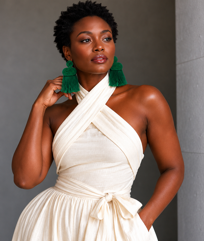 Rwanda Fringe Earrings – Handwoven Statement Earrings