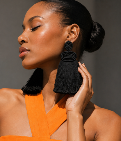Rwanda Fringe Earrings – Handwoven Statement Earrings
