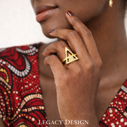 Golden Ascent Triangle Ring