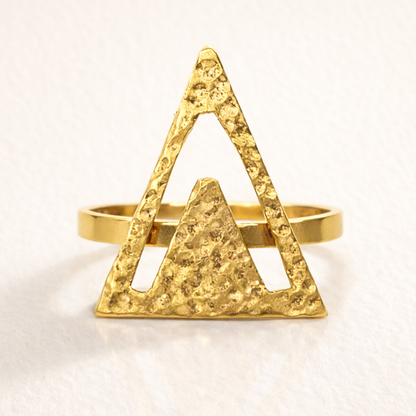 Golden Ascent Triangle Ring