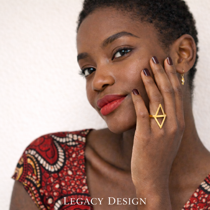 Golden Ascent Triangle Ring