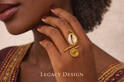 Cowrie Spiral Brass Ring