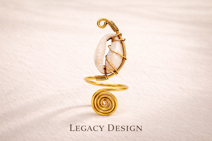 Cowrie Spiral Brass Ring