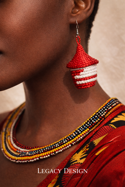 Imbaraga (Woven Strength) — Rwanda Handwoven Earrings — African Heritage Jewelry