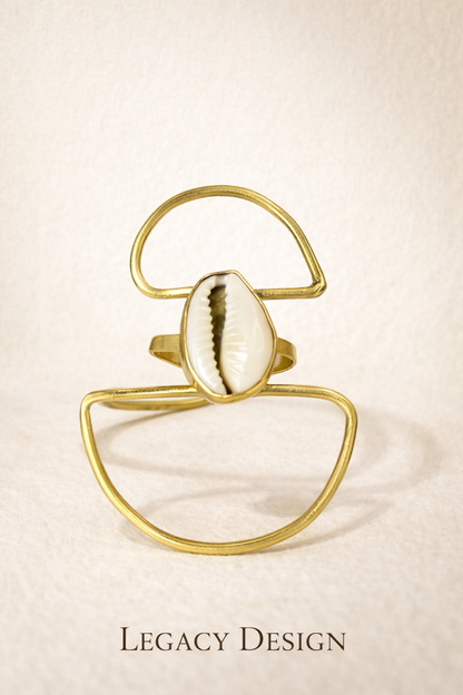 Ocean Ancestors Cowrie Brass Ring