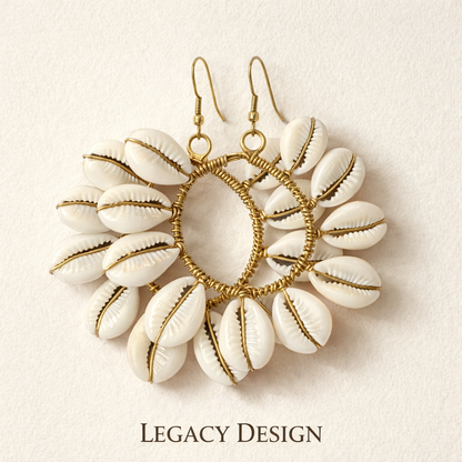 Zanzibar Cowrie Hoop Earrings