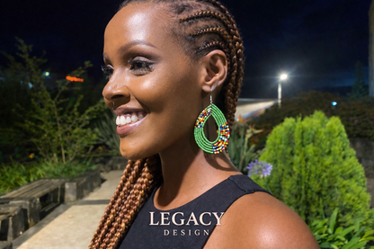 Umunezero Green Hand-Beaded Earrings