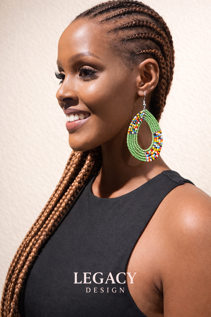 Umunezero Green Hand-Beaded Earrings