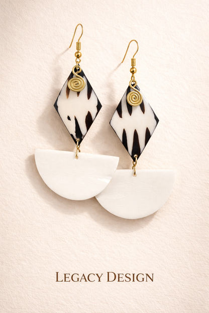 Enzokuhle’s Hand-painted stone and brass earrings