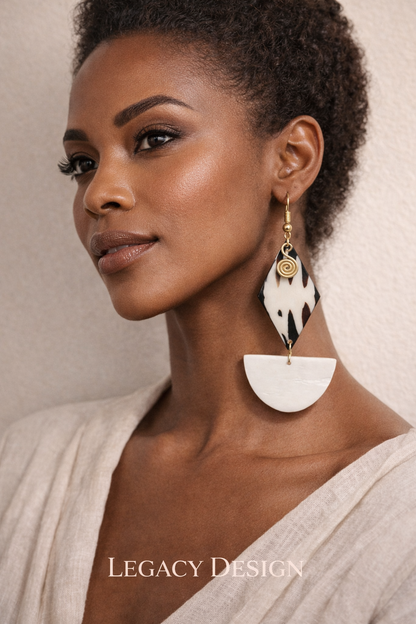 Enzokuhle’s Hand-painted stone and brass earrings