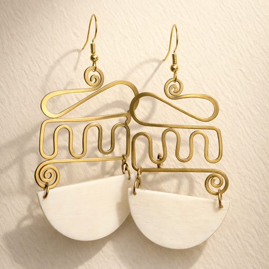 Serengeti Refined Cow Horn and Brass Heritage Earrings