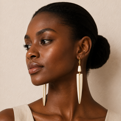 Serengeti Crest Refined Cow Horn Earrings