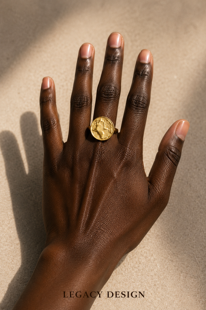 World Wanderer Brass Map Ring