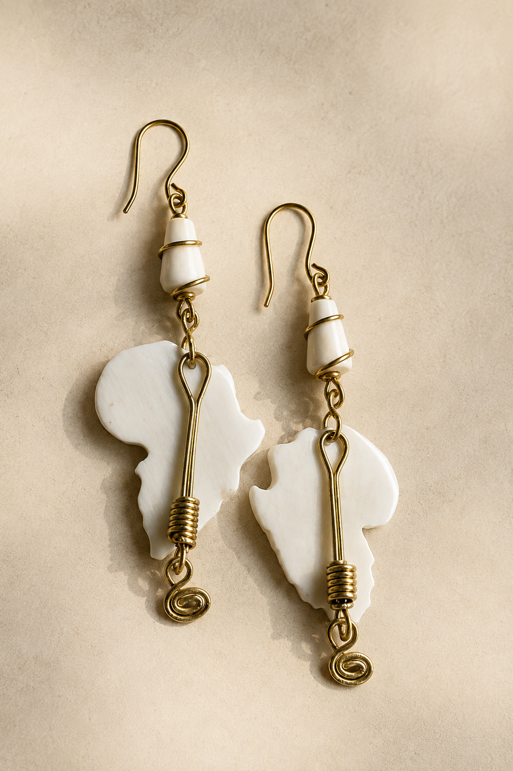 Africa Continent Cow Horn Earrings