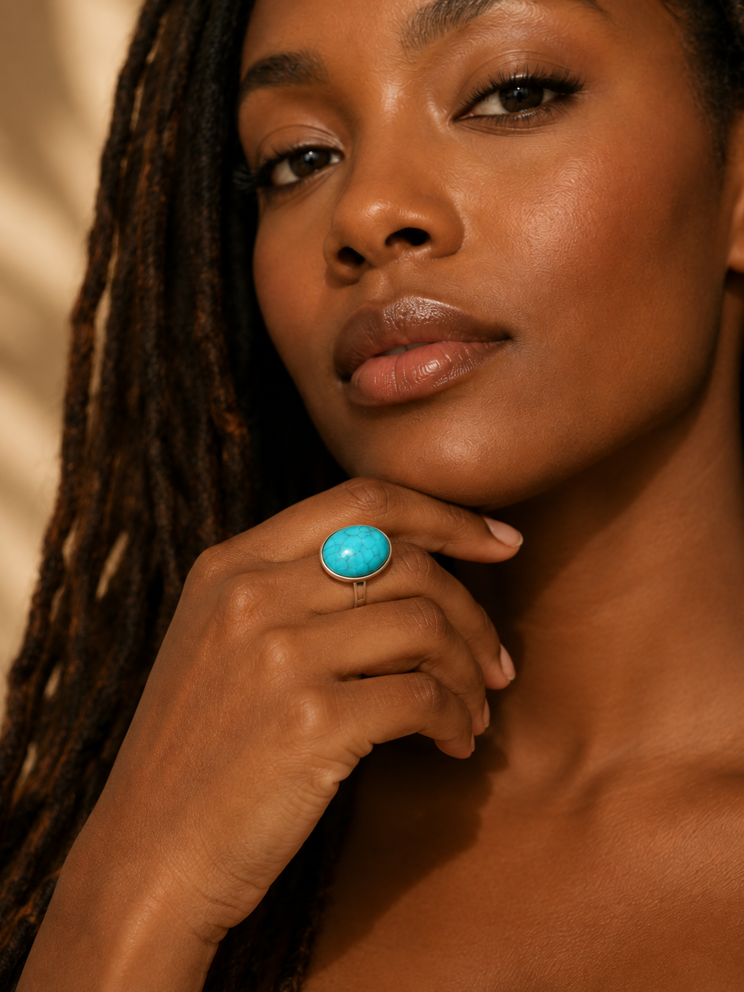 Turquoise and Brass Statement Ring