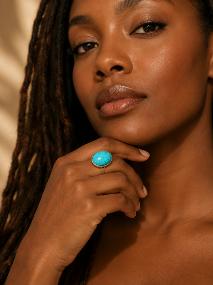 Turquoise and Brass Statement Ring