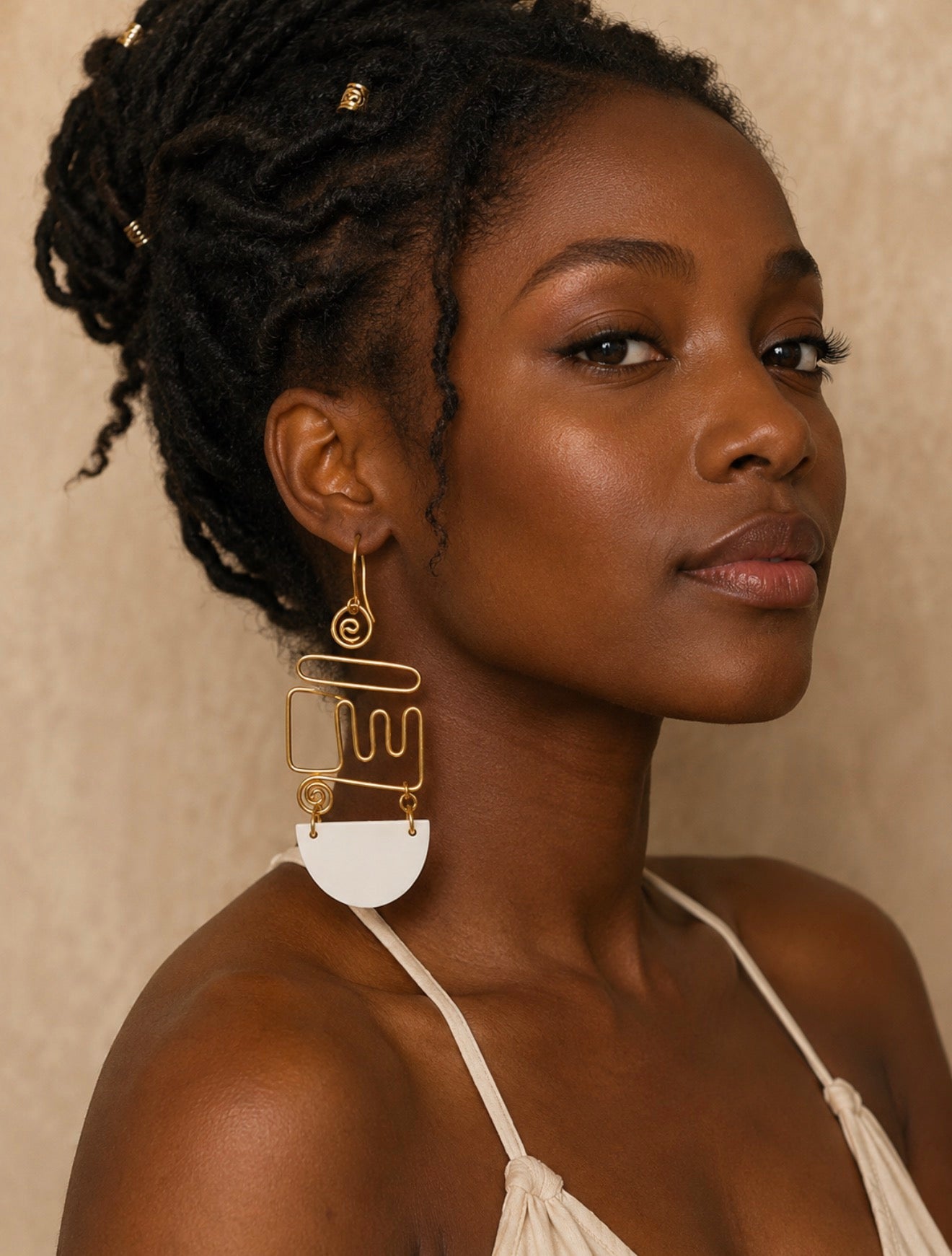 Serengeti Refined Cow Horn and Brass Heritage Earrings