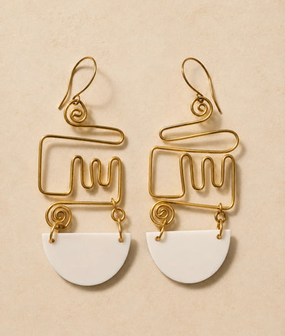 Serengeti Refined Cow Horn and Brass Heritage Earrings