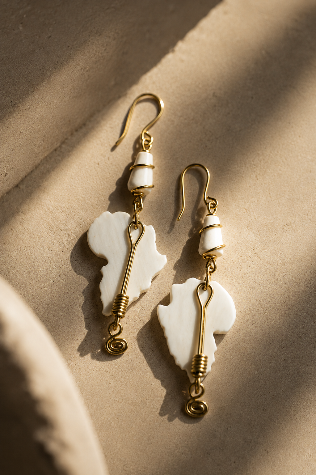 Africa Continent Cow Horn Earrings