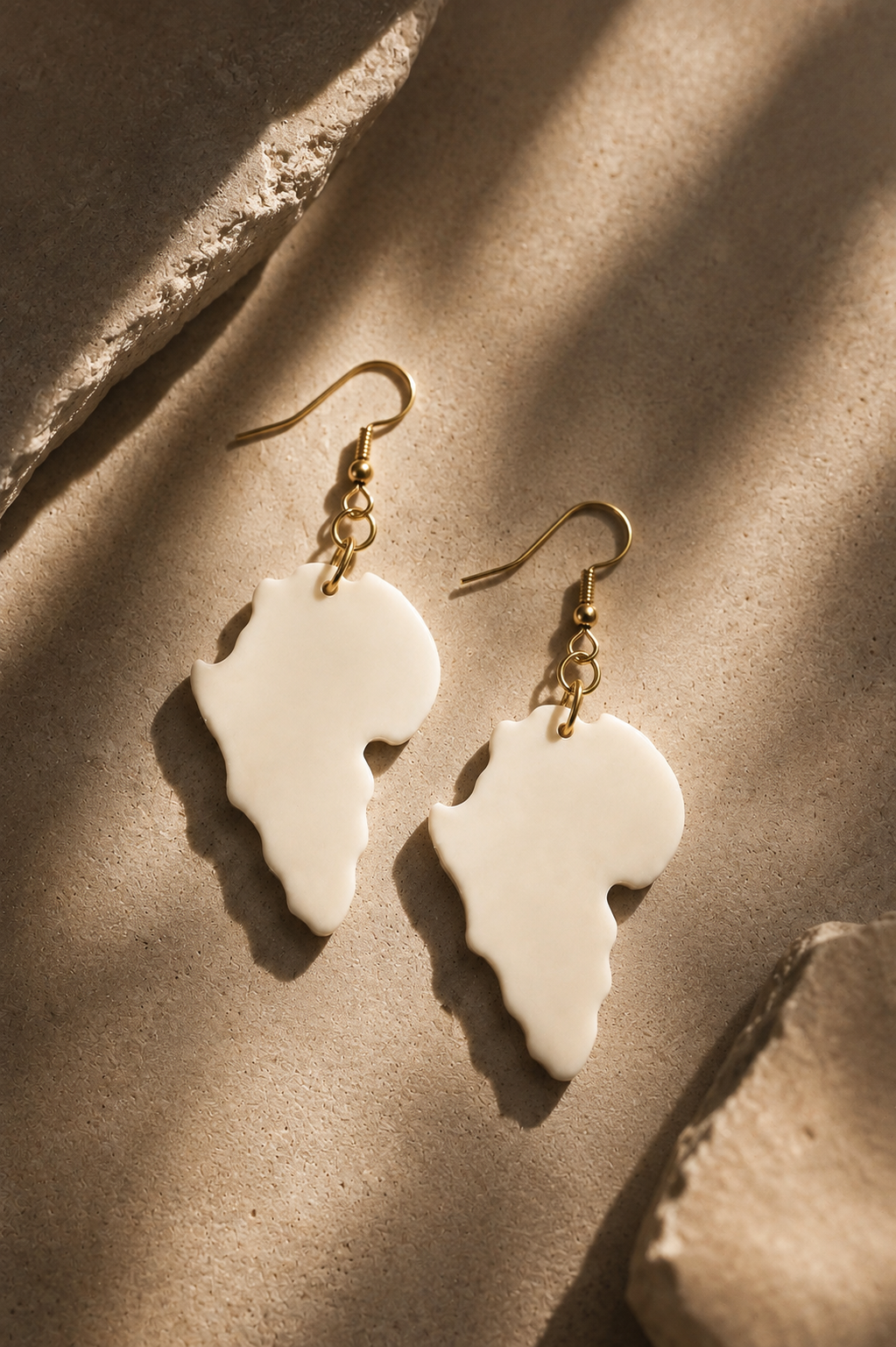 Africa Continent Cow Horn Earrings