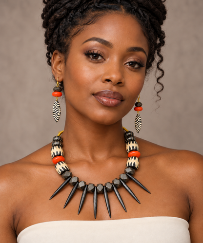 Ember Batik Statement Necklace & Earring Set