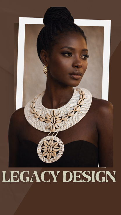 Queen Mother Cowrie & Beaded Royal Necklace