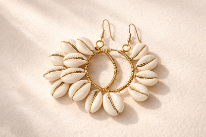 Zanzibar Cowrie Hoop Earrings