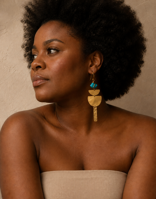Brass Legacy Turquoise Cascade Earrings