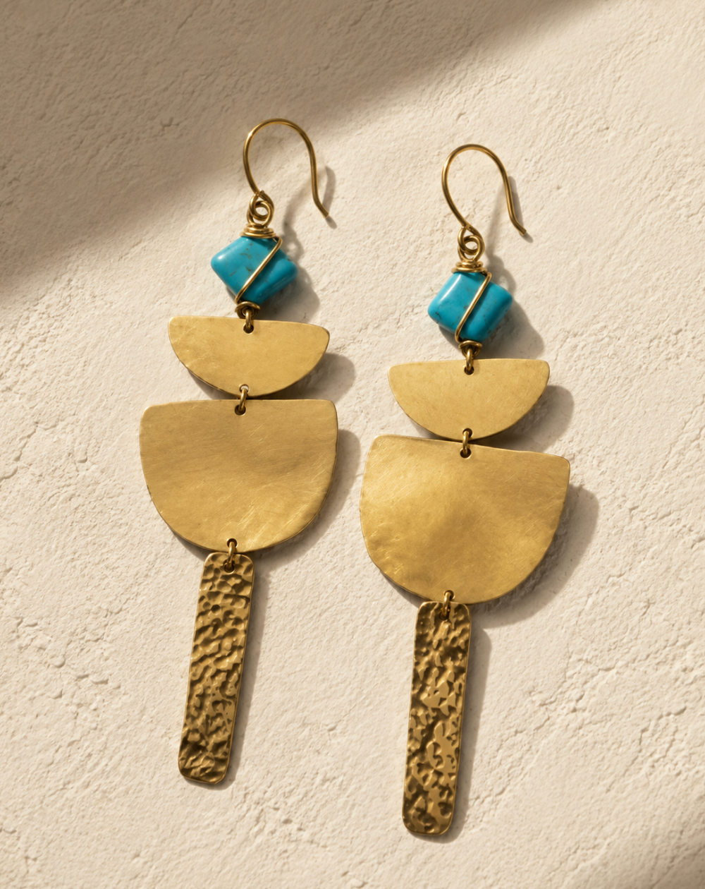 Brass Legacy Turquoise Cascade Earrings