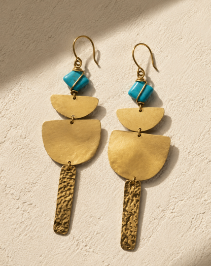 Brass Legacy Turquoise Cascade Earrings