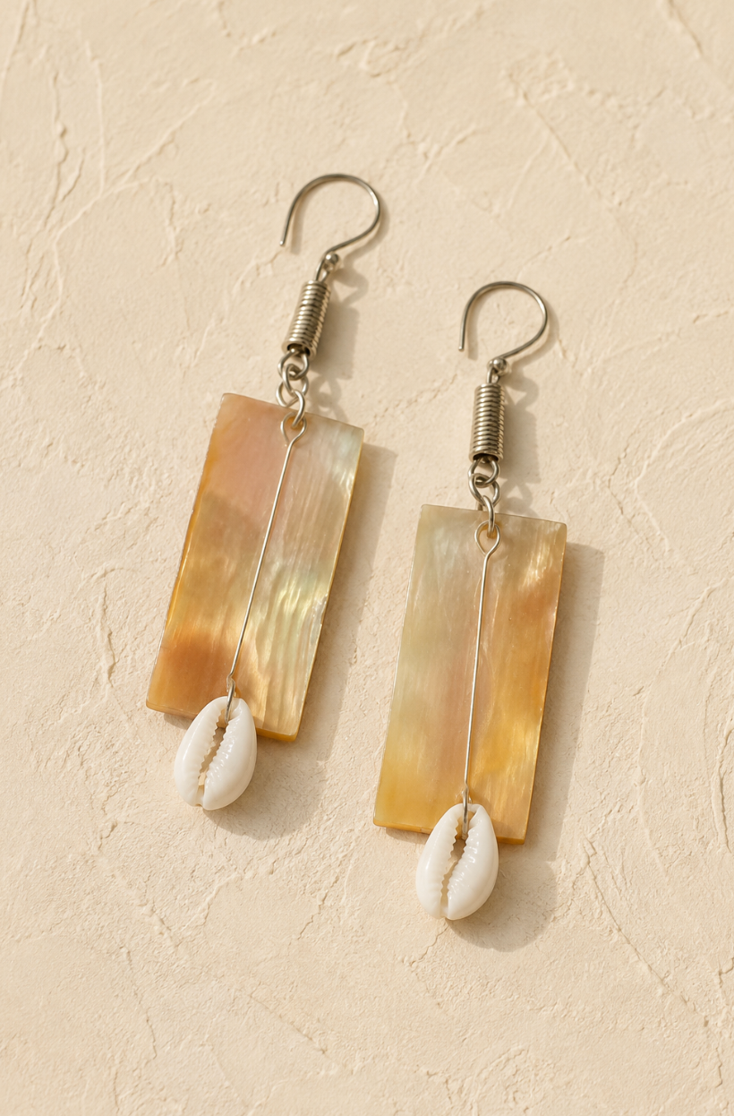 Cowrie Horn Drop Earrings