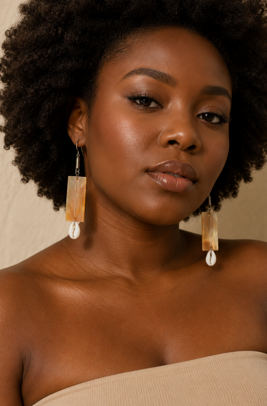 Cowrie Horn Drop Earrings
