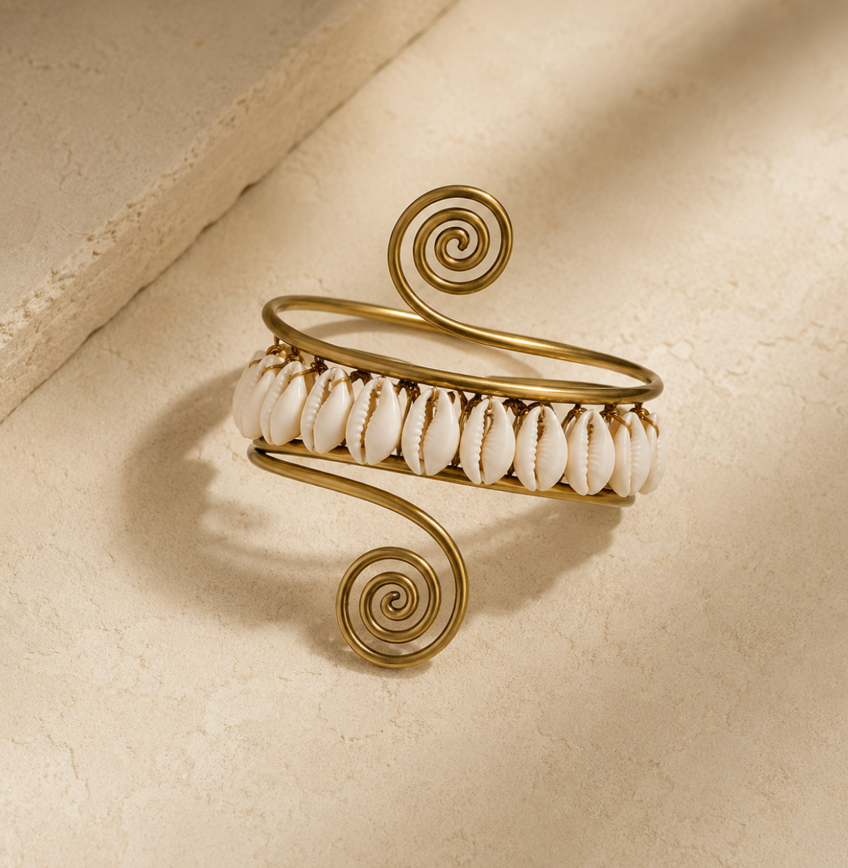 Cowrie Coil Cuff
