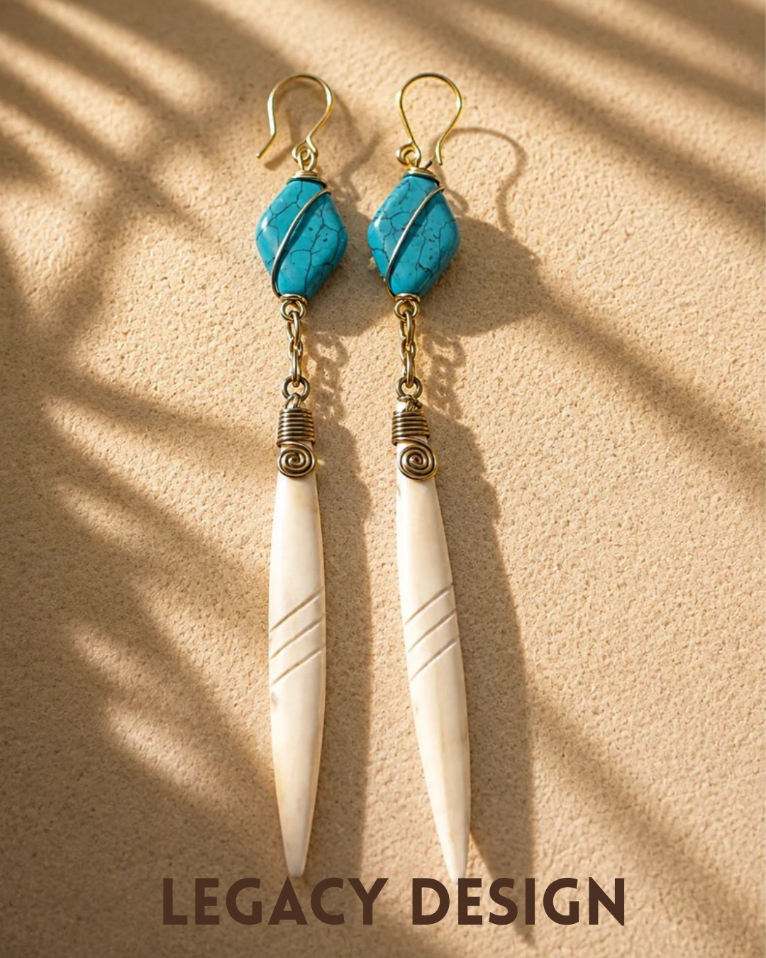 Turquoise and Cow Horn Statement Earrings