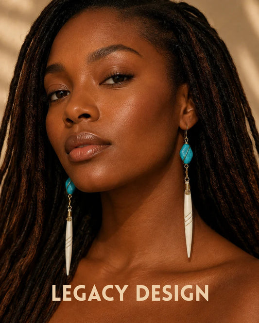 Turquoise and Cow Horn Statement Earrings