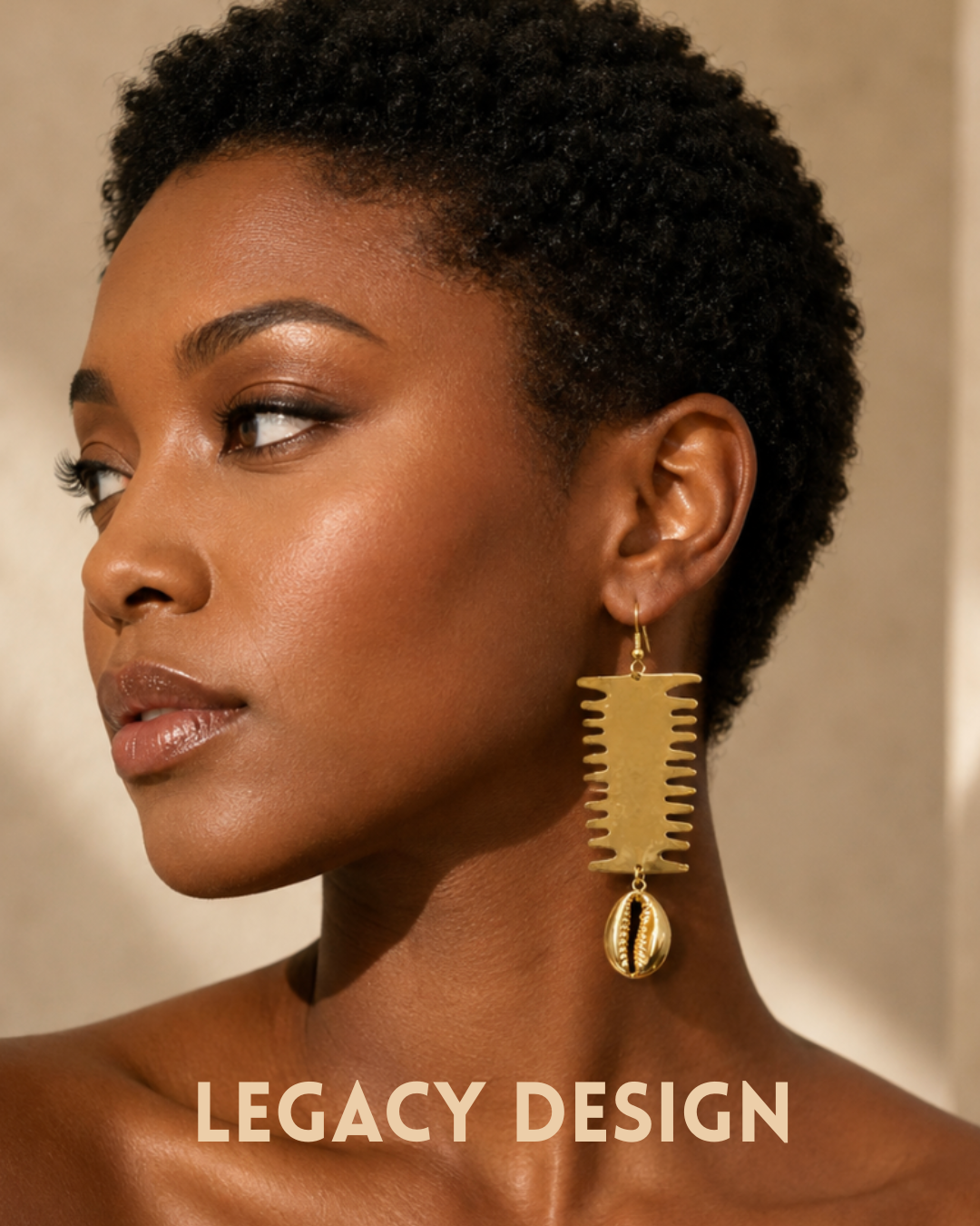 Ghanaian Brass Fringe Cowrie Drop Earrings