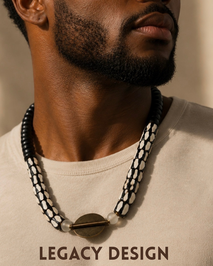 Batik Pattern Brass Statement Necklace, handcrafted in Kenya