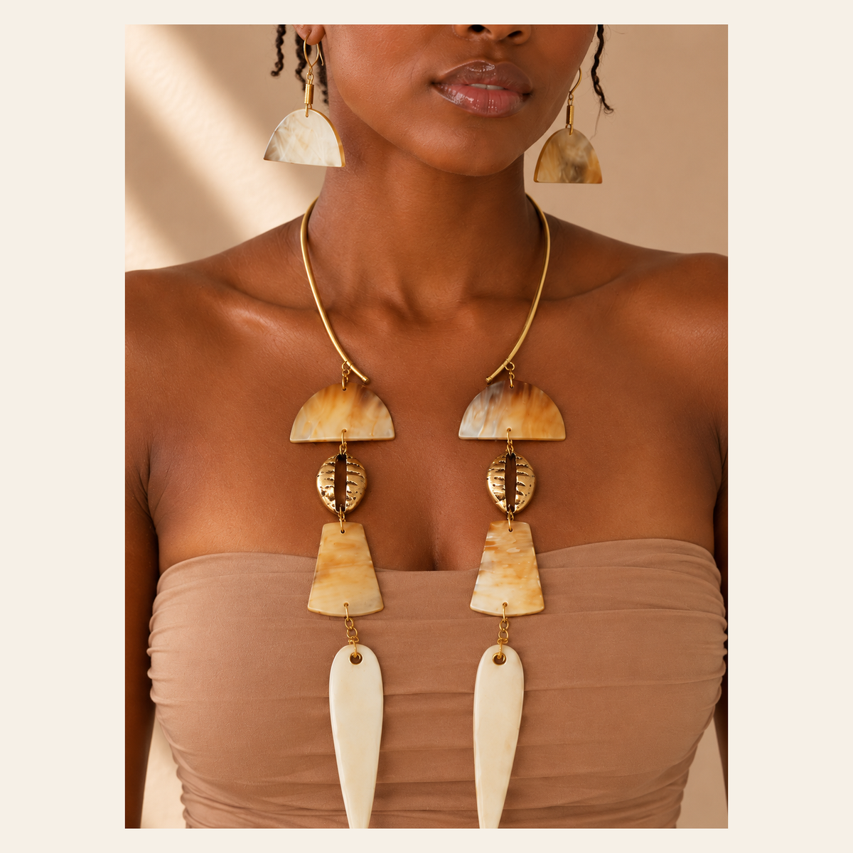 Golden Legacy Necklace and Earring Set, handcrafted in Senegal