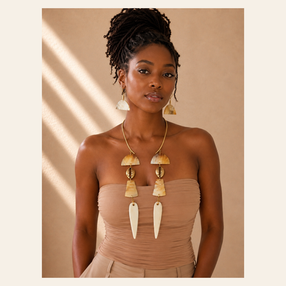 Golden Legacy Necklace and Earring Set, handcrafted in Senegal