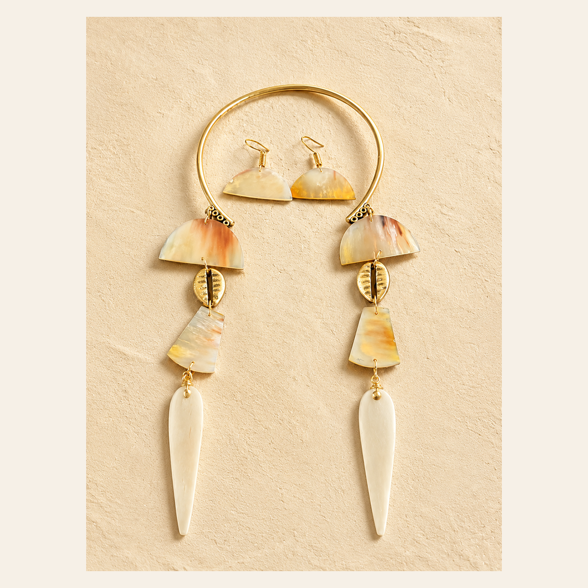 Golden Legacy Necklace and Earring Set, handcrafted in Senegal